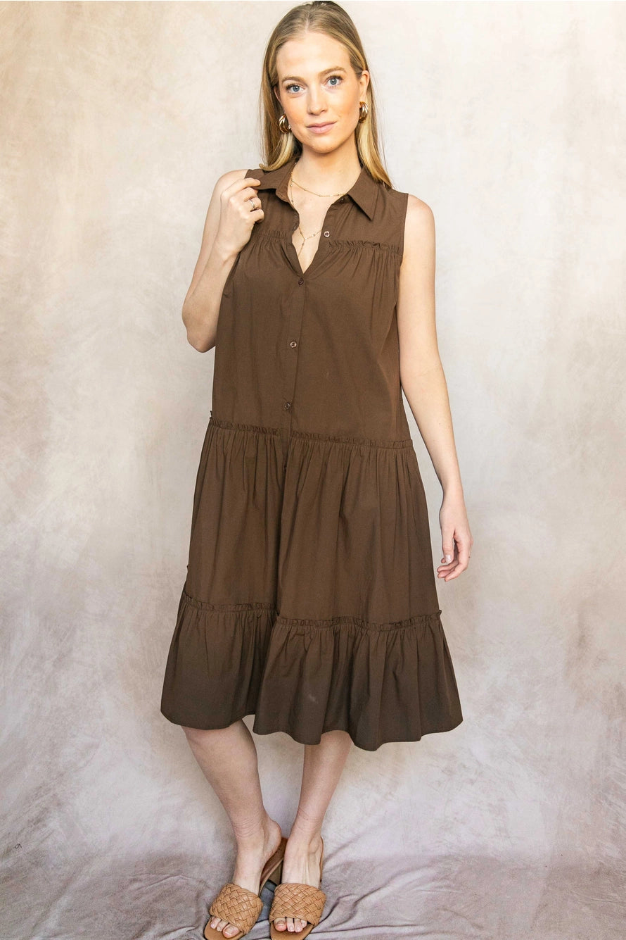 brown poplin dress Midi – Maxie Mae's Size:2 (M - L) waist 27 Medium AL:3126tues Black Midi Slit T-Shirt