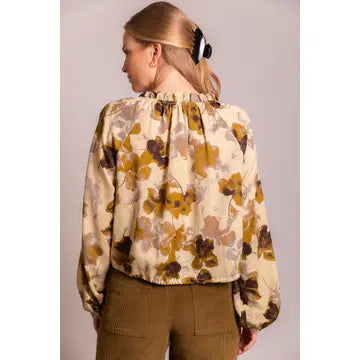 Chocolate/Mustard Floral Print Blouse