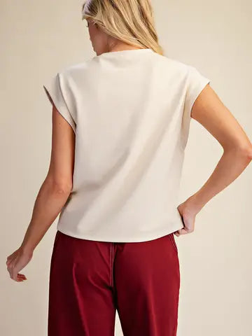 Beige Drop Shoulder Top