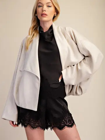 Wrap Style Faux Suede Jacket