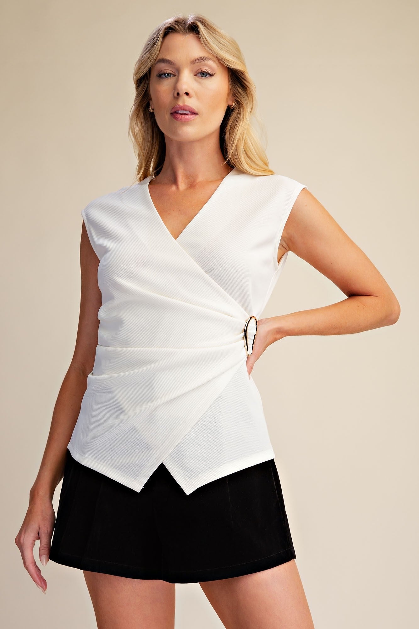 Wrap Top with Gold Detail