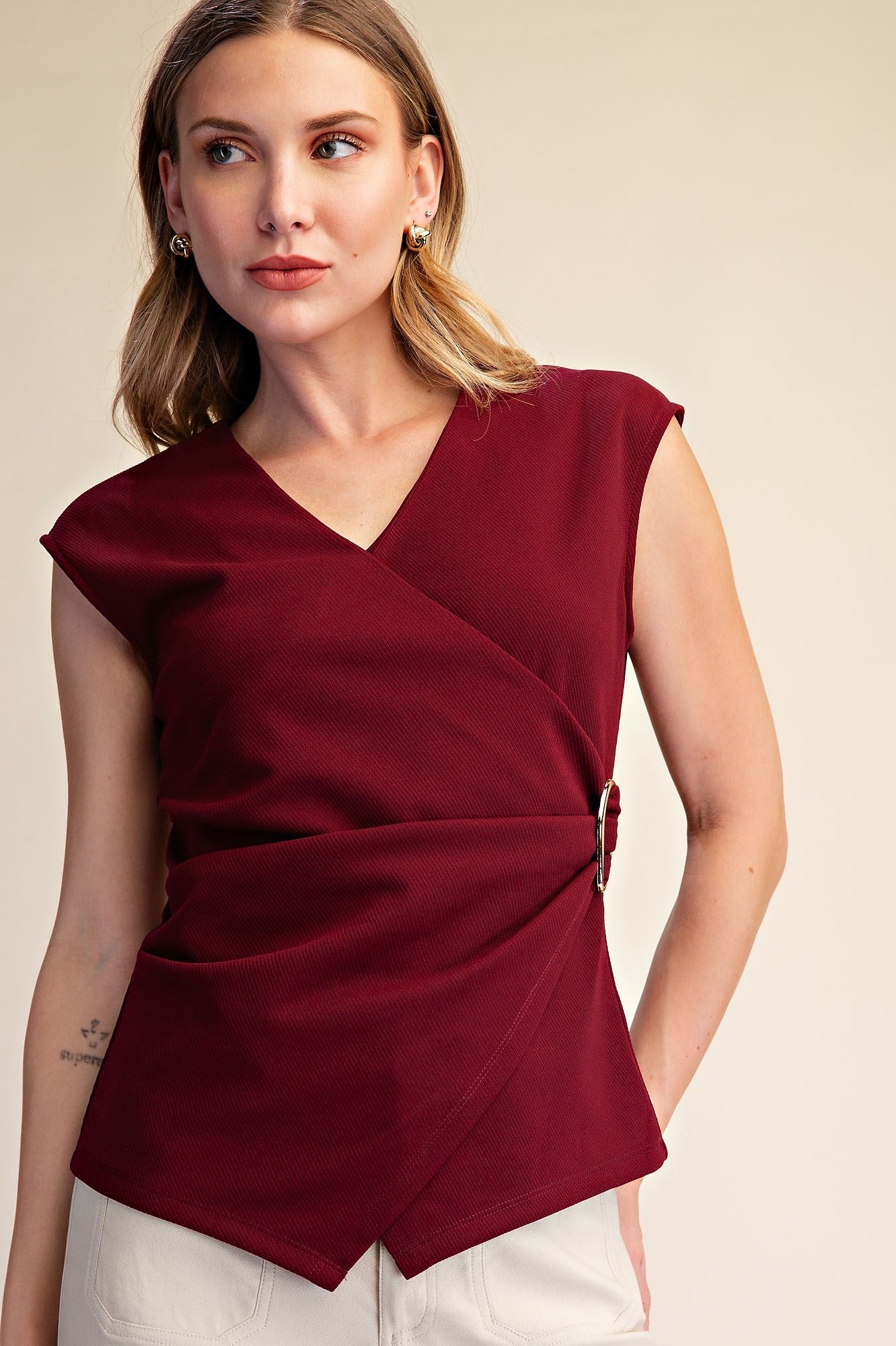 Wrap Top with Gold Detail