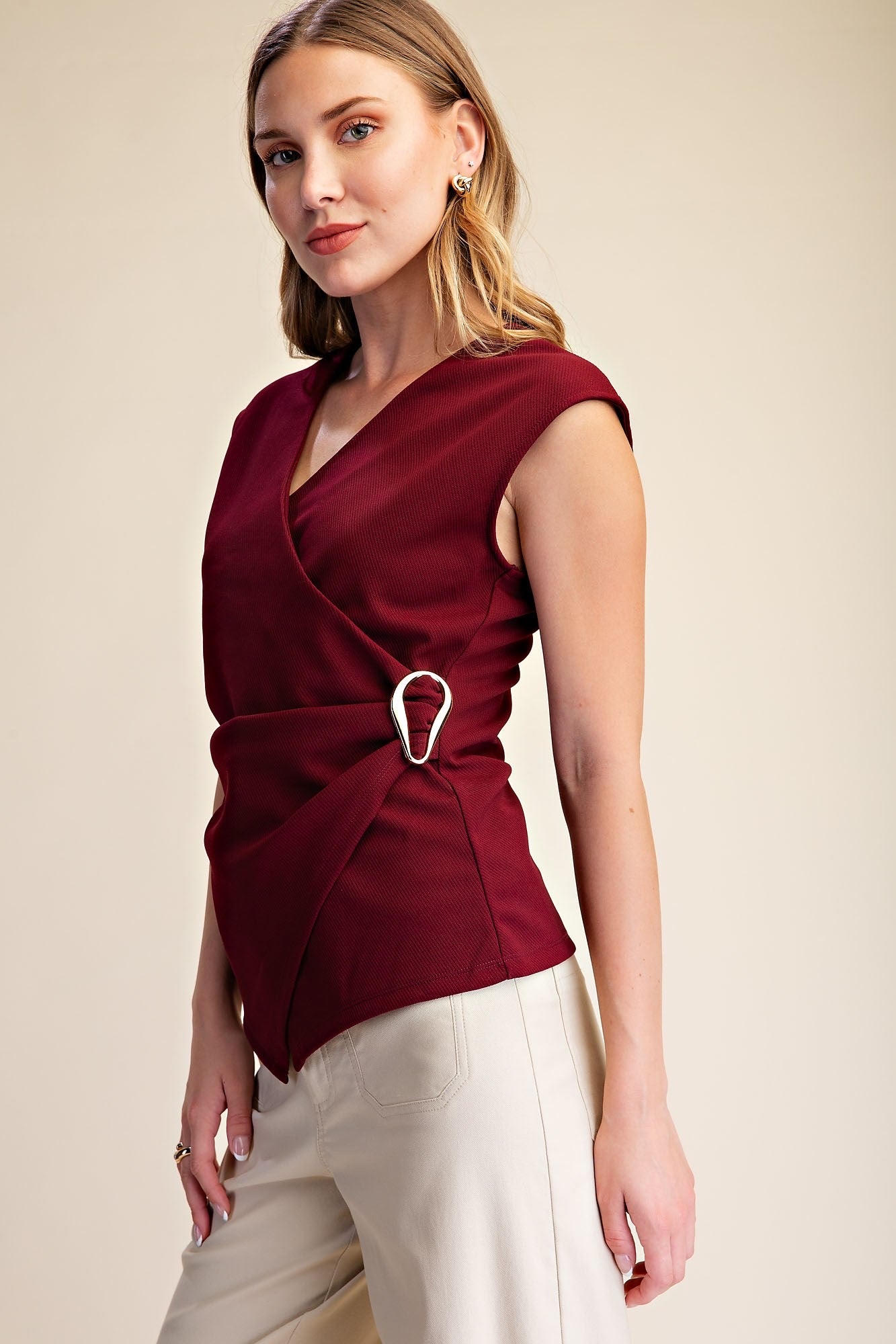 Wrap Top with Gold Detail