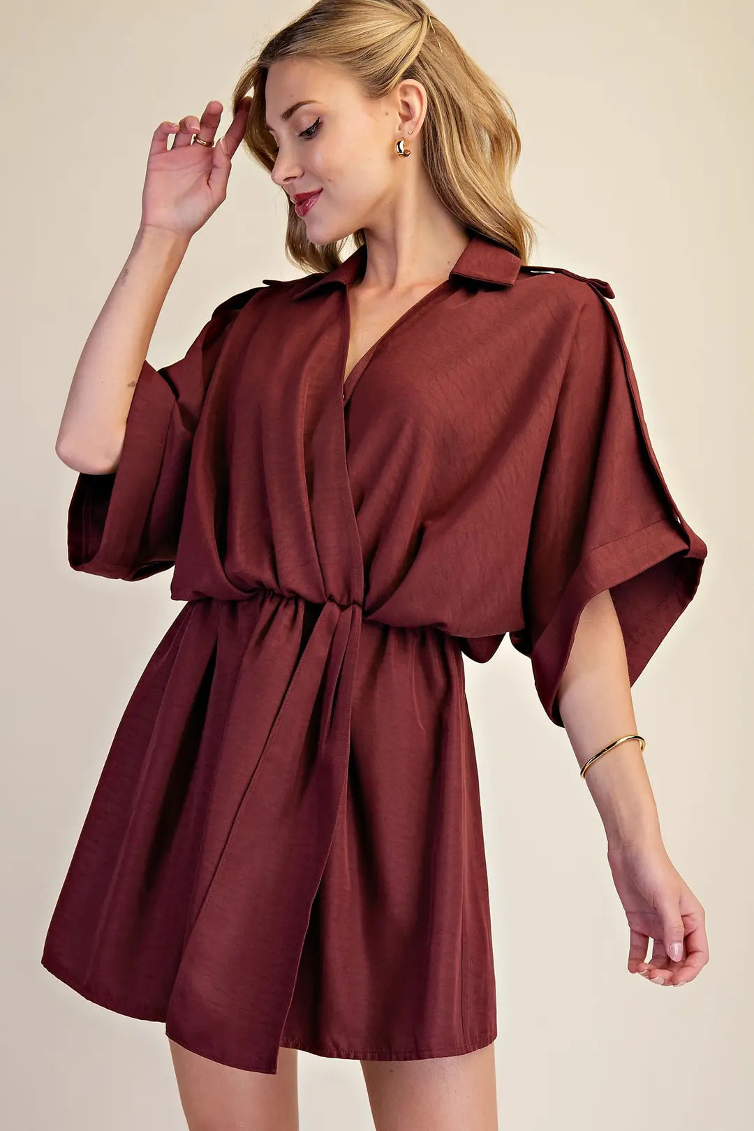 Lapel Collar W/ V-Neck Wrap Dress
