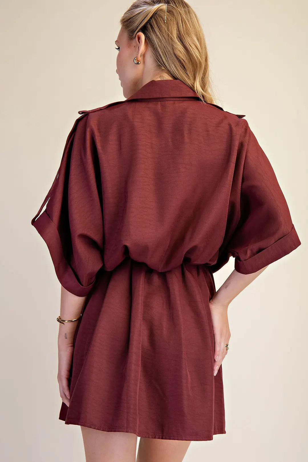Lapel Collar W/ V-Neck Wrap Dress