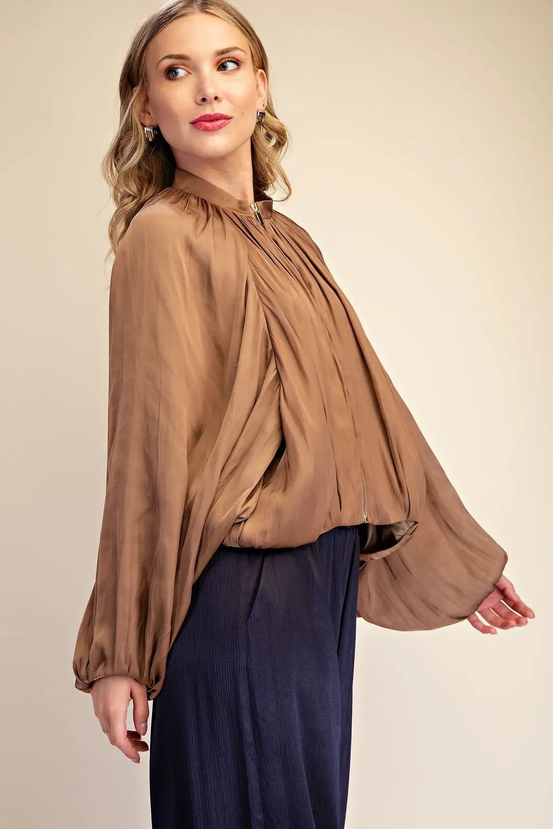 Satin Balloon Bomber Jacket