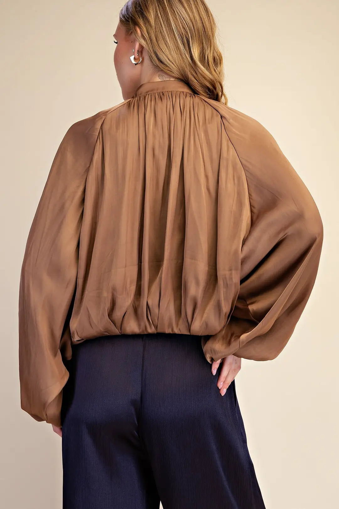Satin Balloon Bomber Jacket
