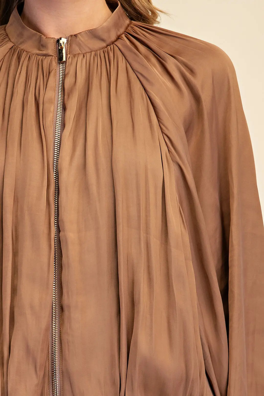 Satin Balloon Bomber Jacket