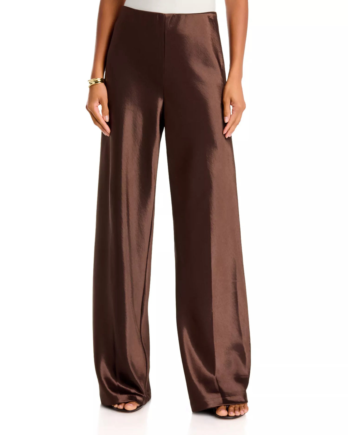Brown Satin Bias Pull On Pants