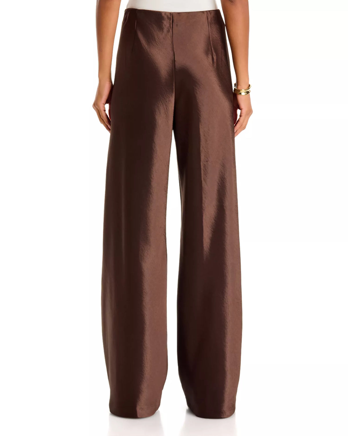 Brown Satin Bias Pull On Pants