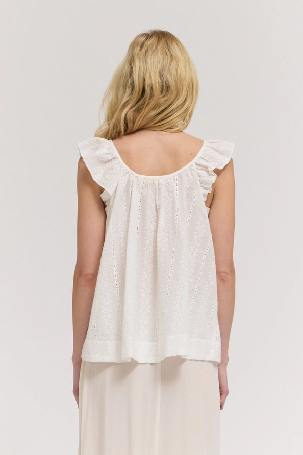 Eyelet Ruffle Sleeve Top