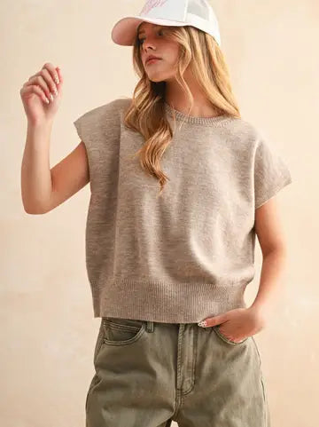 Loose Fit Short Sleeve Sweater Top