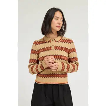 Diamond Knit Polo Collared Sweater