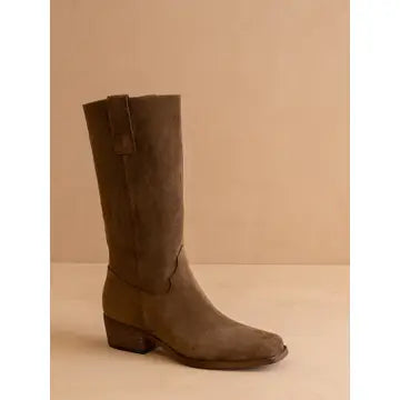 Brown Faux Suede Slouch Boots