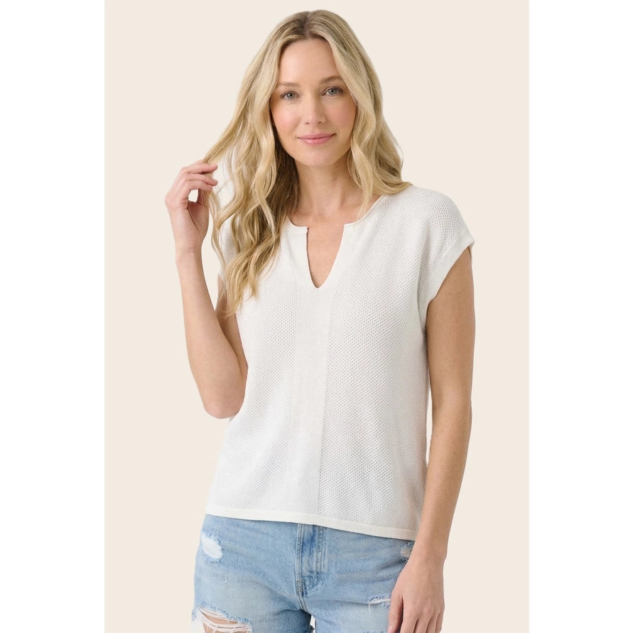 Pointelle Short Sleeve Sweater
