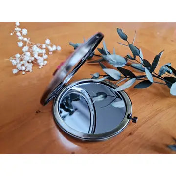 Floral Embroidered Compact Mirror