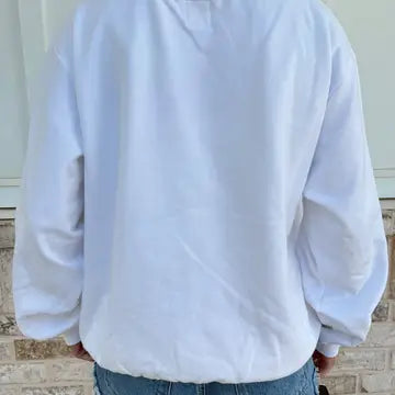 American Flag Dog Mockneck White Sweatshirt
