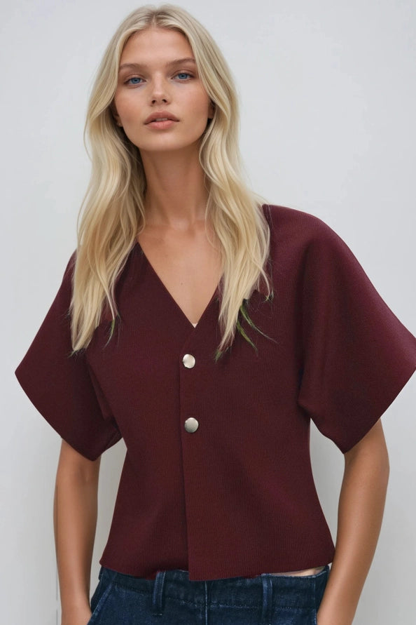 Maroon Sweater w/ Gold Buttons