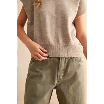 Loose Fit Short Sleeve Sweater Top