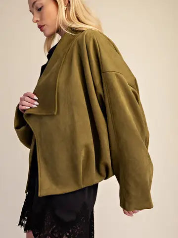 Wrap Style Faux Suede Jacket