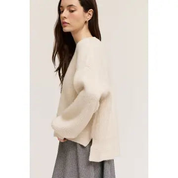 Cream Oversized Ribbed Sweater