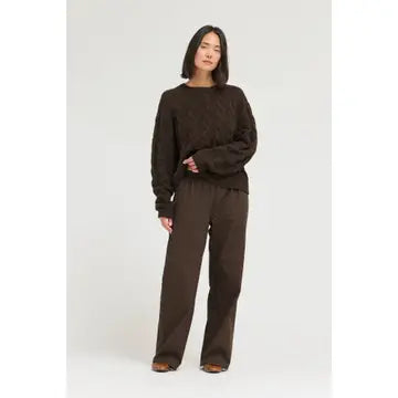 Brown Micro Gingham Pant