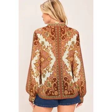 Ivory/Dusty Rose Print Button Down