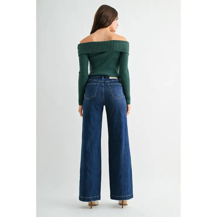 High Rise Wide Seams Trouser Hem MICA Jeans