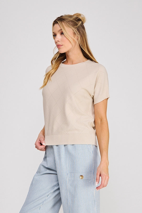 Diamond Pointelle Sweater Top