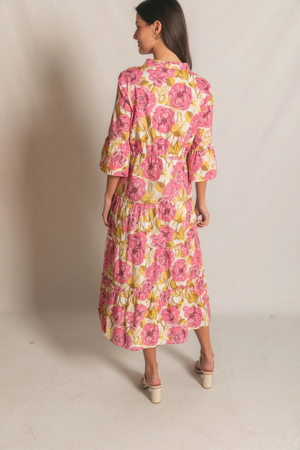 Floral Poplin Tiered Dress