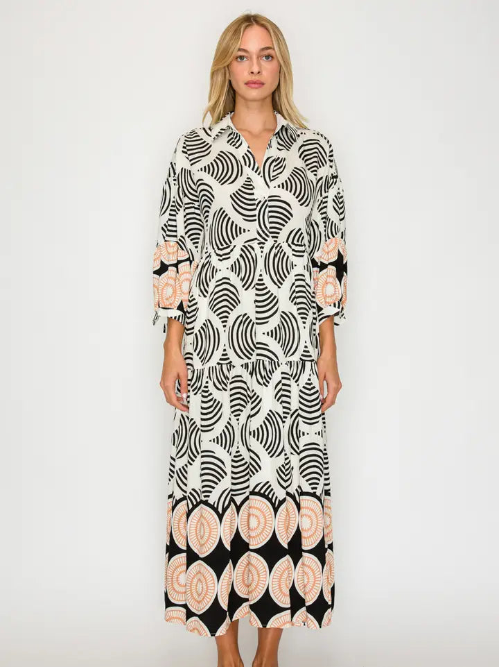 Midnight Shell Collared Maxi Dress