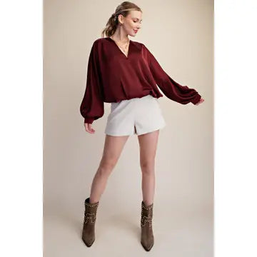V-Neck Wrap Long Sleeve Blouse