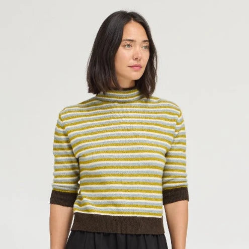 7/8 Sleeves Stripe Sweater