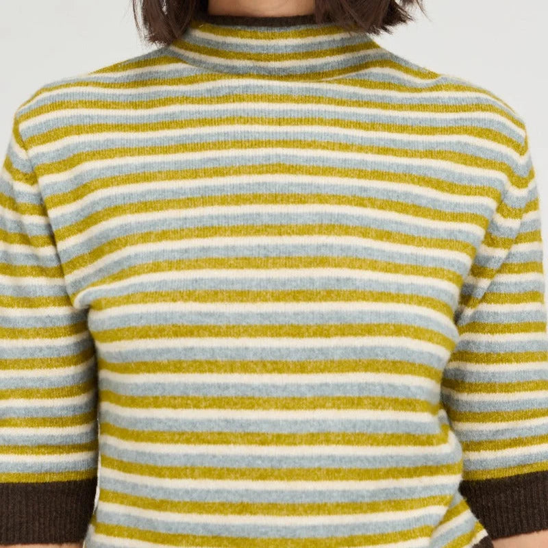 7/8 Sleeves Stripe Sweater