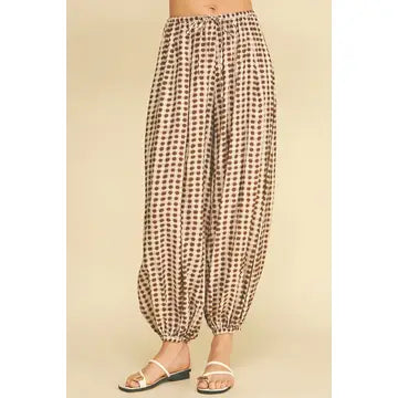 Harem Mocha Dot Print Pants