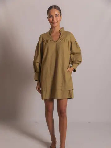 Martini Green Linen Mini Dress