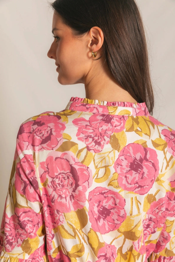 Floral Poplin Tiered Dress