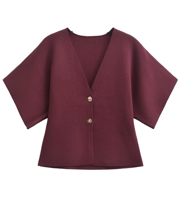 Maroon Sweater w/ Gold Buttons