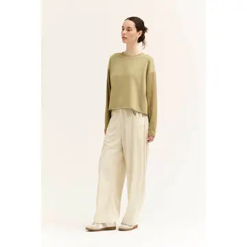 Ecru Loose Fit Corduroy Pants