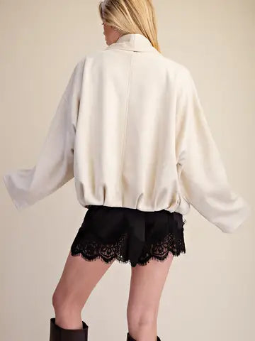 Wrap Style Faux Suede Jacket