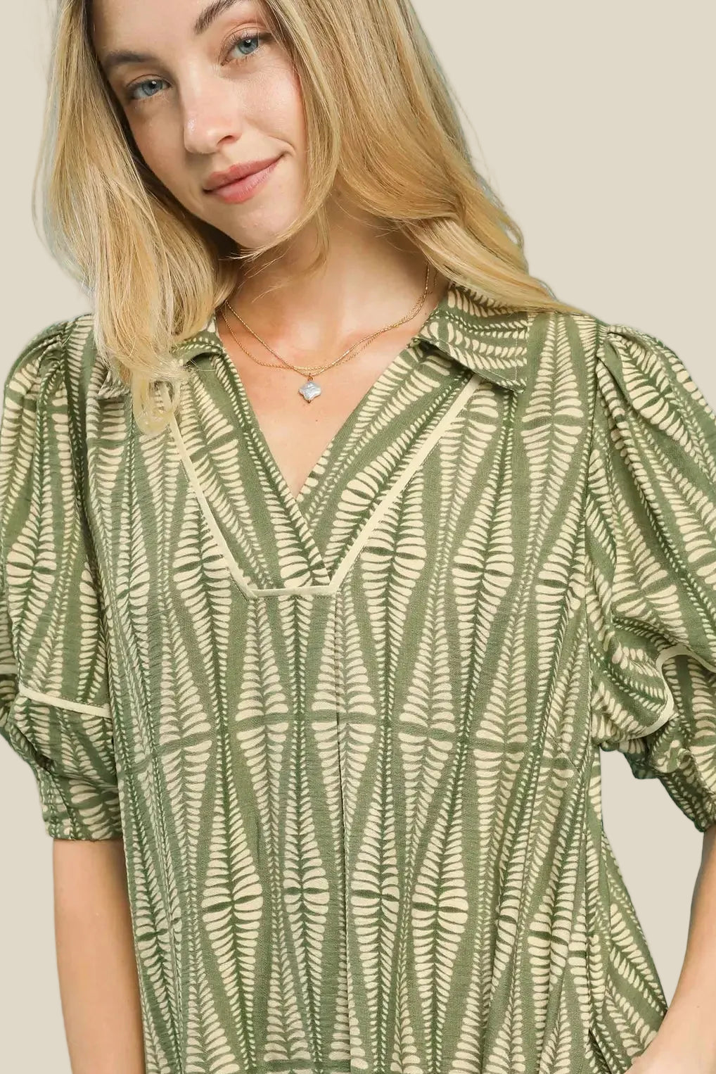 Sage Puff Sleeve Dress