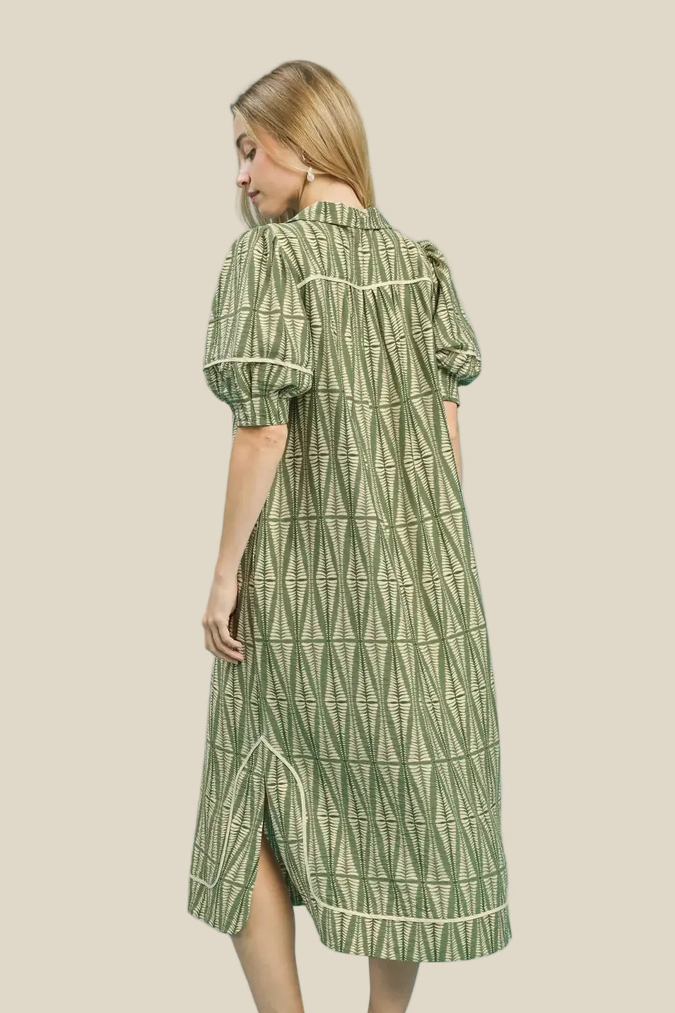 Sage Puff Sleeve Dress