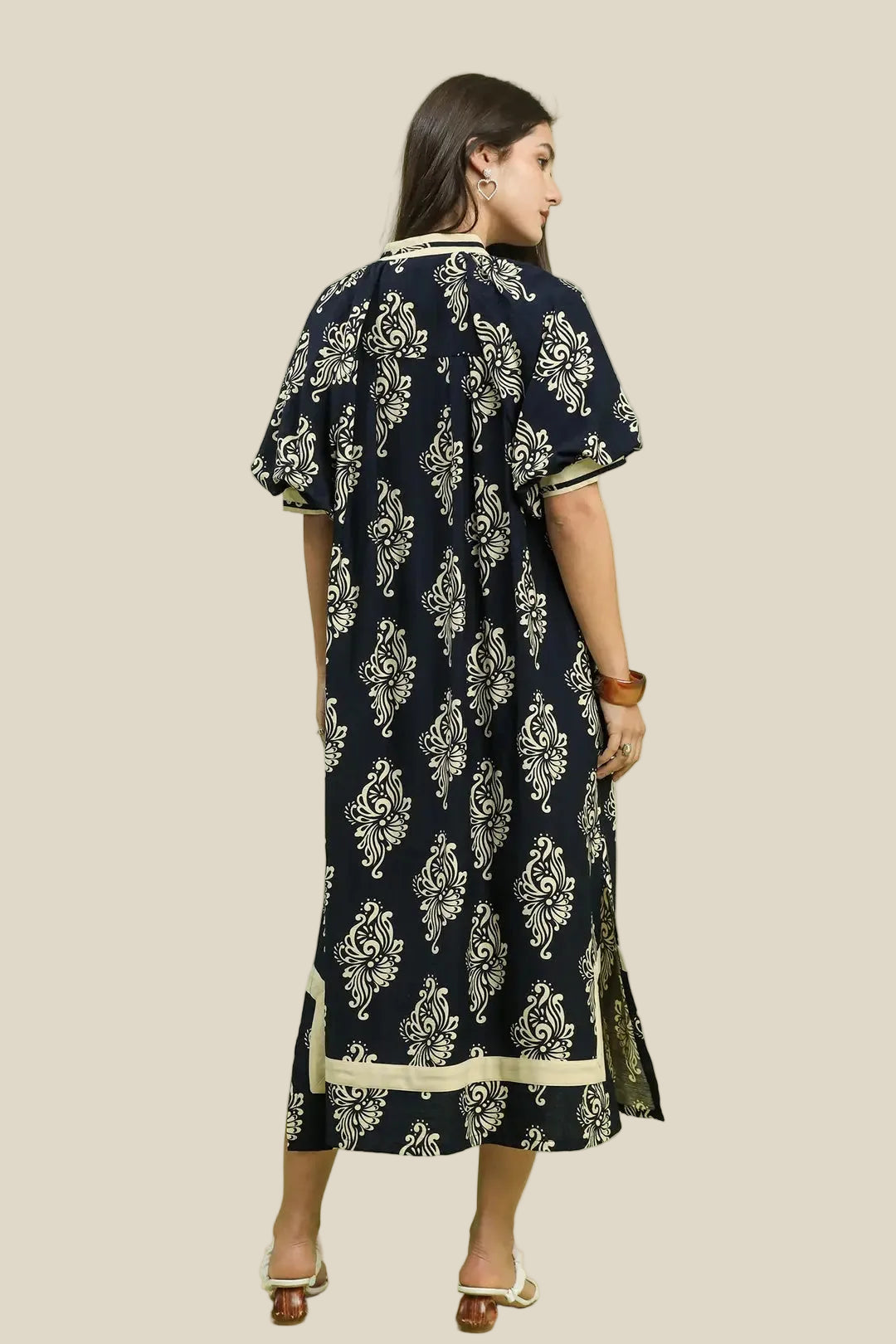 Navy A-Line Midi Dress