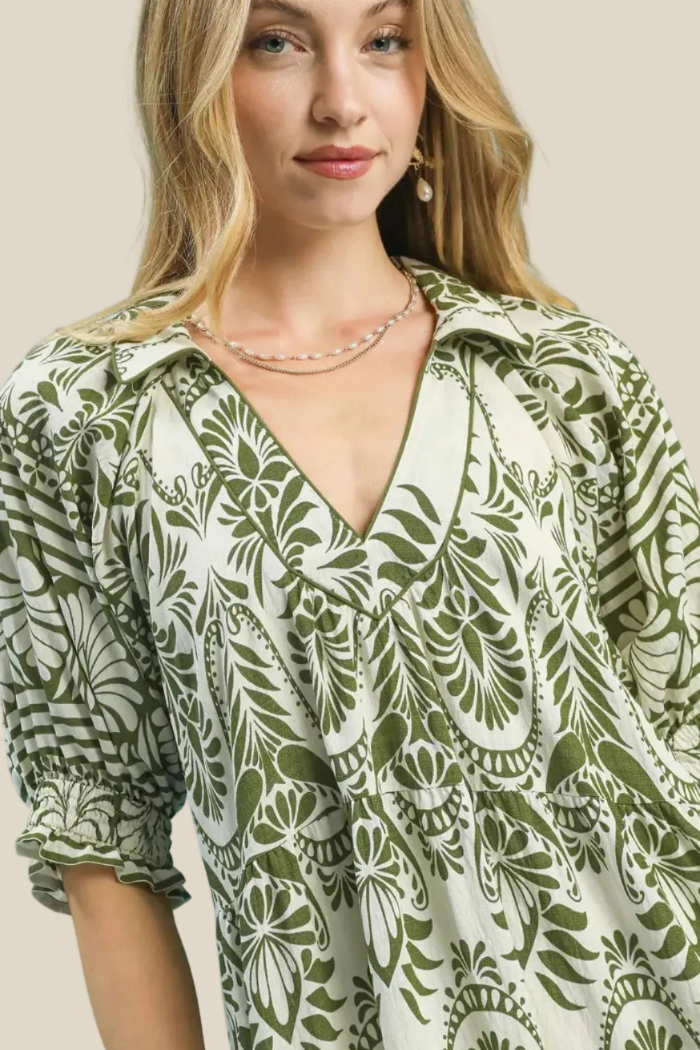 Green Print Midi Dress