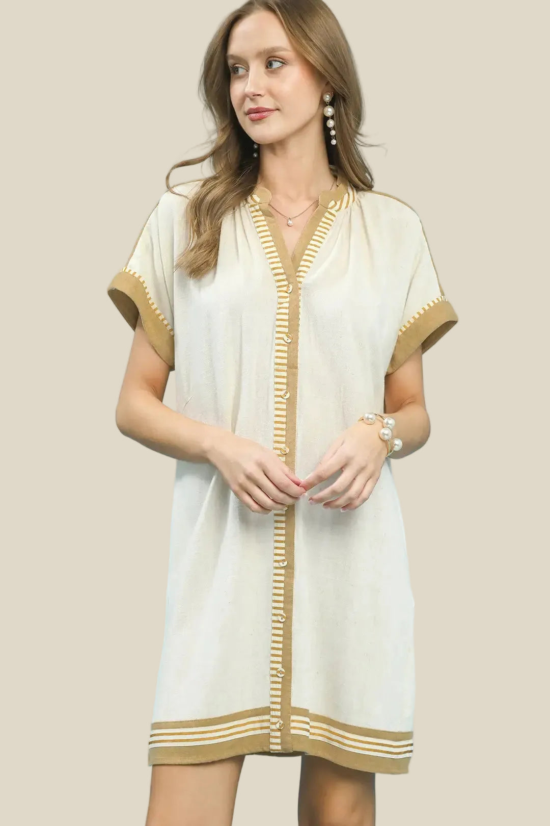 Oatmeal Button up Dress