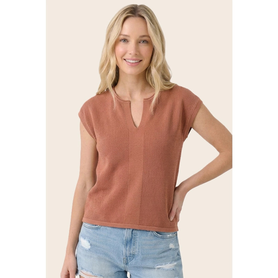 Pointelle Short Sleeve Sweater