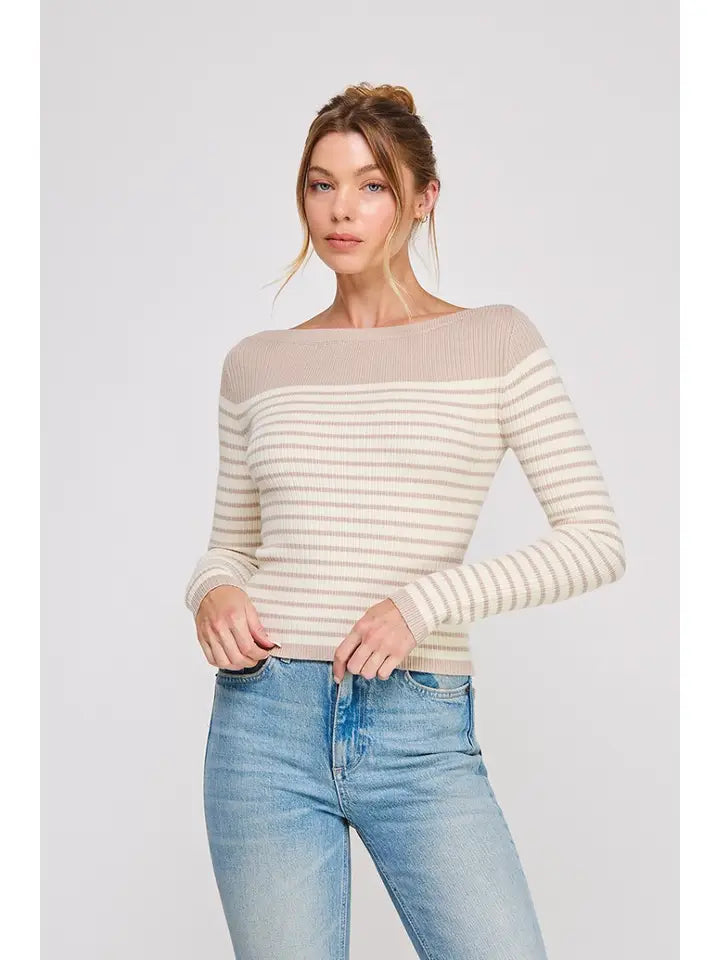 Striped Boat Neck Sweater