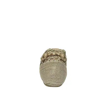 Gold Woven Flat Mule with Stone Detail