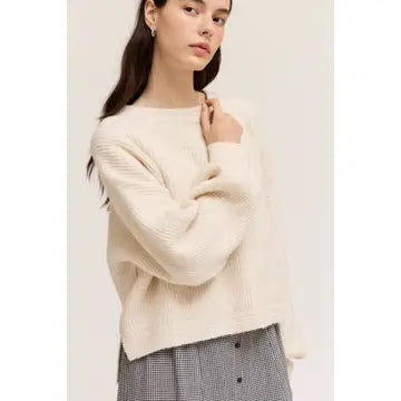 Cream Oversized Ribbed Sweater