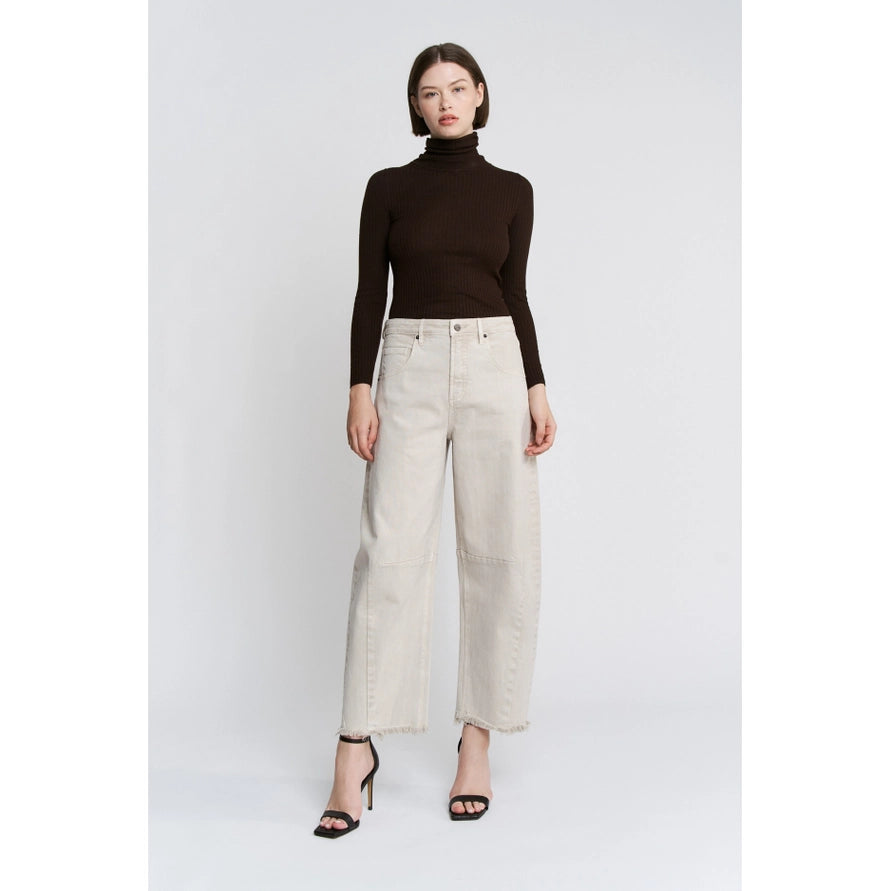 Mica Barrel Leg Taupe Jean